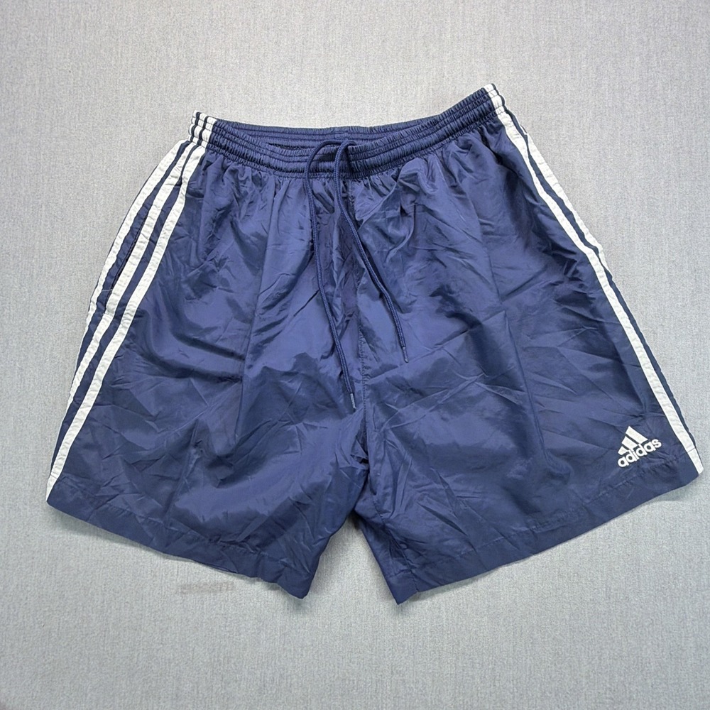 Vintage Adidas Soccer Shorts Men's L Blue 90s Lined Retro